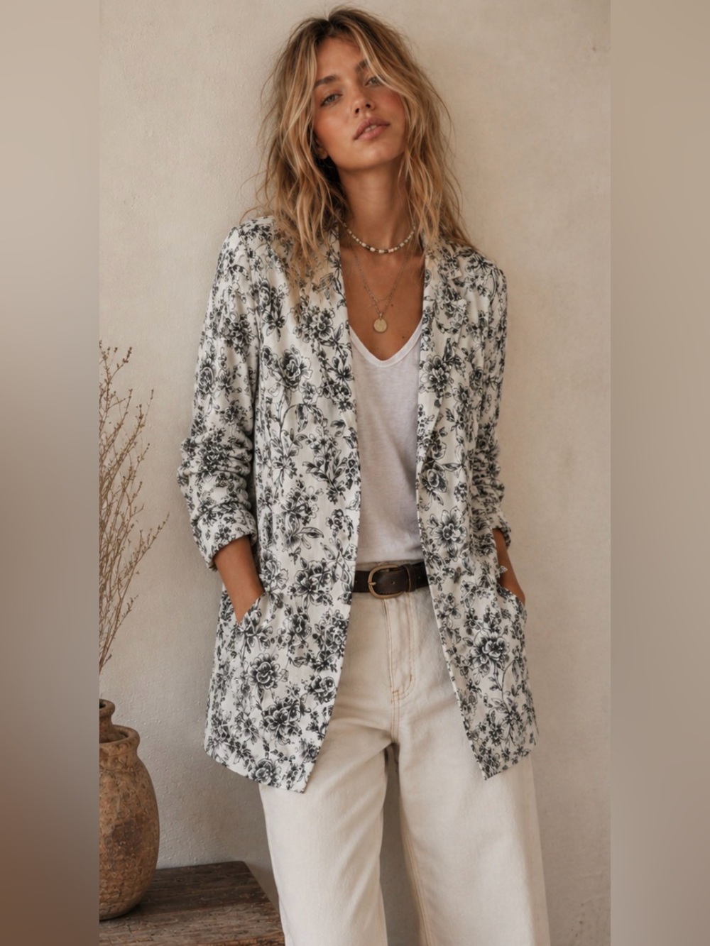 🖤 Joie 100% Linen Floral Blazer | French Girl Chic | Romantic Cottagecore, S